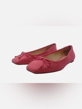 Liz Claiborne Pink Square-Toe Bow minimalist Ballet Flats
